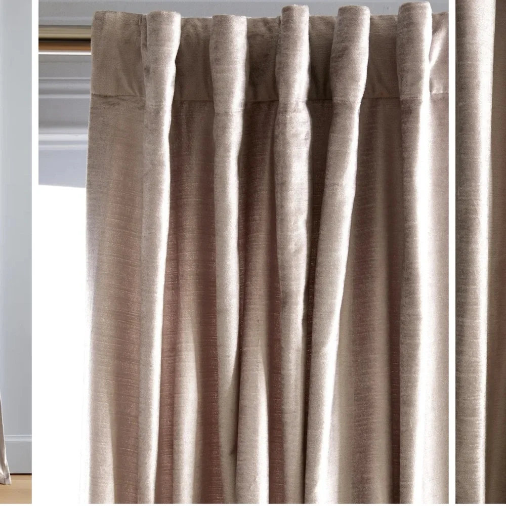 NWOT QUINCE Luster Velvet Curtain Cotton Back Light Filtering Silver 48x96” - Picture 12 of 14